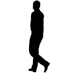 Silhouette of a walking man on a white background