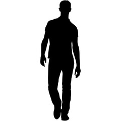 Silhouette of a walking man on a white background