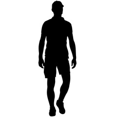 Silhouette of a walking man on a white background