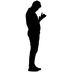 Silhouette of a walking man on a white background
