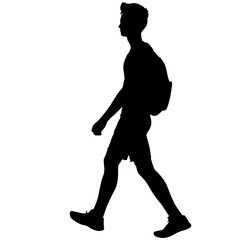 Silhouette of a walking man on a white background