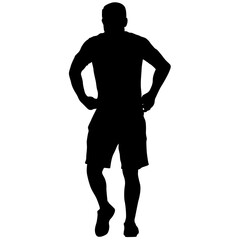 Silhouette of a walking man on a white background