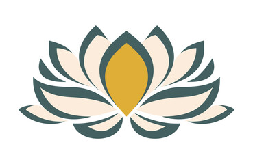 Lotus flower in trendy colors. For printing on cups, clothes, decorative pillows, tea towels, notebooks. Symbol in Buddhism. Asian bud of paradise.