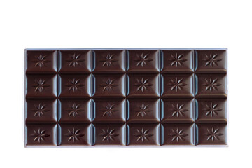 Isolated dark chocolate bar with top view