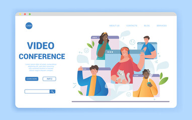 Diverse multiethnic team in online call