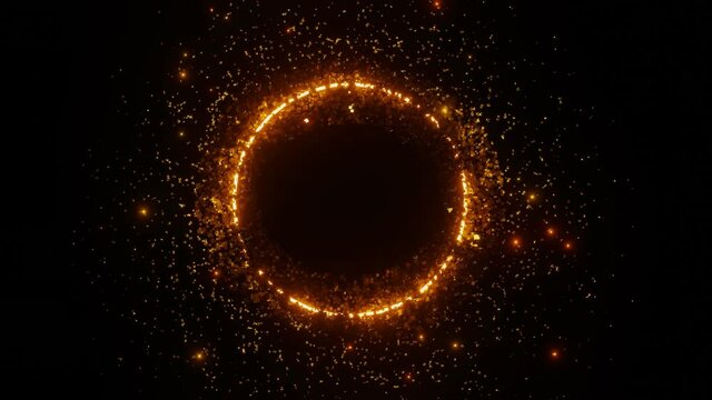 Abstract gold Glitter spark Particles Circle space 3D rendering