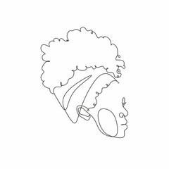 Beautyfull girl face. Attractive young woman portrait female beauty concept. Continuous one line drawing. Black and white illustration. Line Drawing. Beauty salon logo. Coloring book. Botanical print.