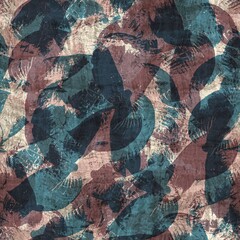 Seamless blue pink cream and navy surface pattern. High quality illustration. Overlaid and multiplied distressed and grungy worn abstract design for print. Detailed artistic repeat tile swatch.