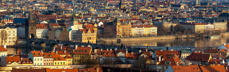 Fototapeta na wymiar Aerial view of Prague in Czech Republic