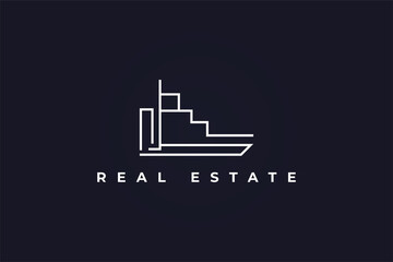 Minimalist Real Estate Logo. Construction, Architecture or Building Logo Design