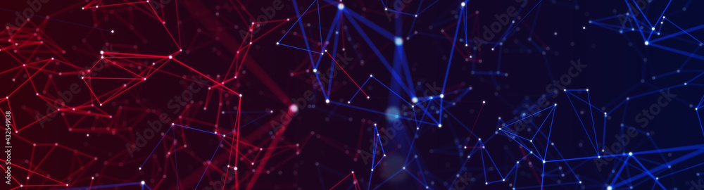 Wall mural abstract digital background of points and lines. plexus. big data. network or connection. abstract t