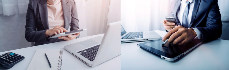 Data Search Technology Search Engine Optimization. man's hands are using a computer notebook to Searching for information. Using Search Console with your website.
