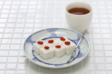 homemade coconut milk pudding, chinese dim sum dessert