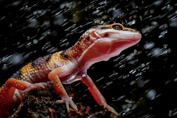 Leopard Gecko on Black Background