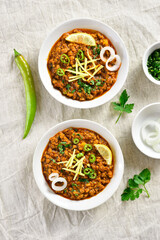 Keema curry in bowls