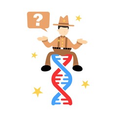 cowboy america research genetic heredity double helix structure part cartoon doodle flat design style vector illustration