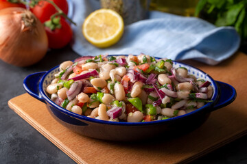 Turkish foods; dried beans (piyaz)
