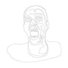 Line art portrait of a mad man, mental health concept