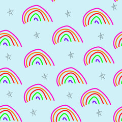 set of colourful rainbow seamless pattern 