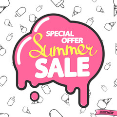 Summer Sale, poster design template, special offer, discount banner, vector illustration