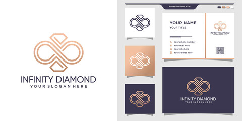 Fototapeta premium Diamond logo combined with infinity style, Logo icon template and business card design Premium Vector