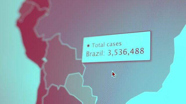 Coronavirus pandemic statistics on screen. Number of Covid 19 cases rising. Map data showing increasing numbers of Corona virus pandemic infected cases. international statistics. Health care concept. 