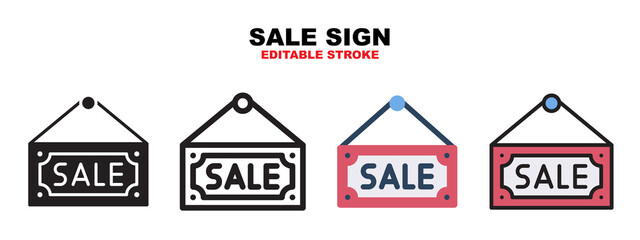 Sale Sign icon set with different styles. Icons designed in filled, outline, flat, glyph and line colored. Editable stroke and pixel perfect. Can be used for web, mobile, ui and more.