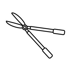 Garden shears, pruner, icon isolated on white background. Garden tools, household plot, agricultural work. Gardening, housekeeping. Template, logo for banners, websites, printing. Vector illustration