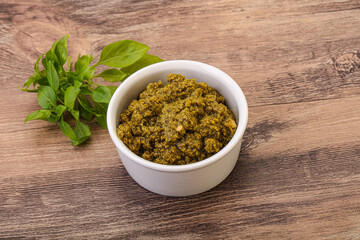 Green sauce pesto with basil