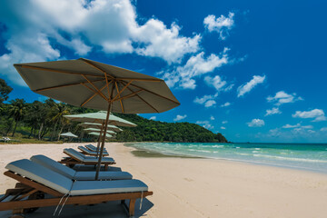Turquoise sea  in sunlight, Bai Sao Beach, Phu Quoc Island, Vietnam.