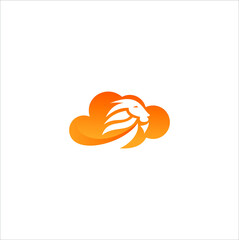 lion cloud cloud logo design vector template