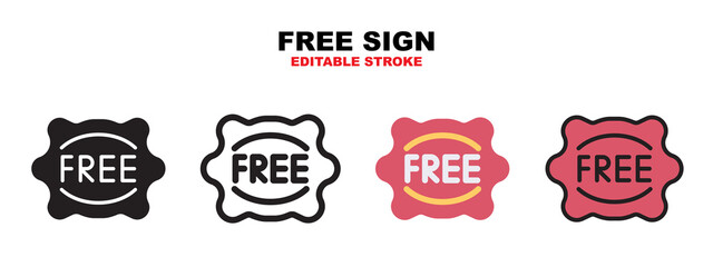 Free Sign icon set with different styles. Icons designed in filled, outline, flat, glyph and line colored. Editable stroke and pixel perfect. Can be used for web, mobile, ui and more.