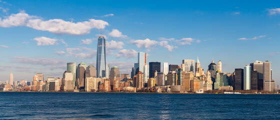 Lower Manhattan city skyline, featuring some of the tallest buildings in New York City, USA.