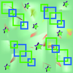 GEOMETRIC SHAPES OF DIFFERENT COLORS AND SHAPES ON A MULTI-COLORED BACKGROUND