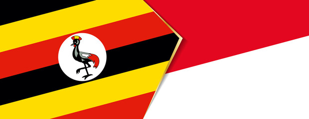 Uganda and Indonesia flags, two vector flags.