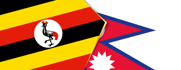 Uganda and Nepal flags, two vector flags.