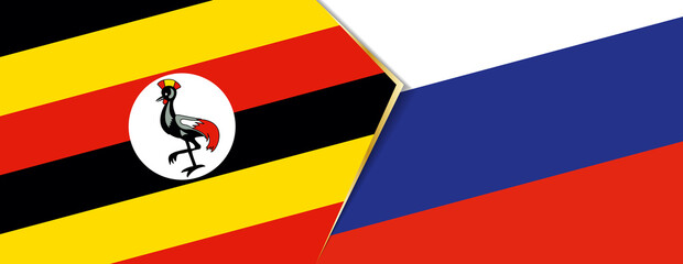 Uganda and Russia flags, two vector flags.