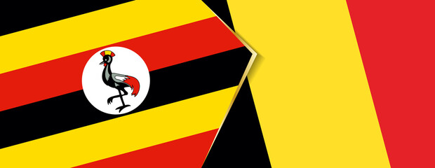 Uganda and Belgium flags, two vector flags.
