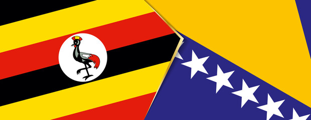 Uganda and Bosnia and Herzegovina flags, two vector flags.