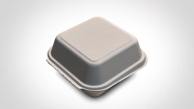 Compostable burger box - rotation loop detail - 3D model animation on a white background