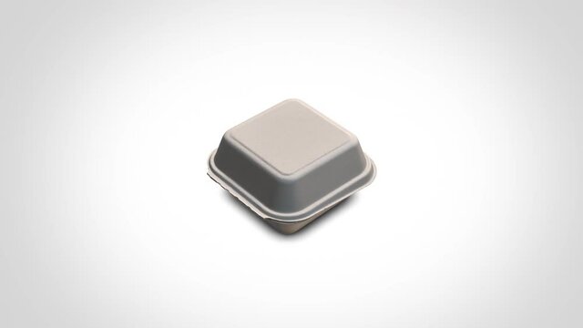 Compostable burger box - rotation loop - 3D model animation on a white background