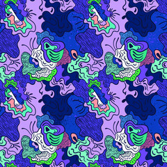 Psychedelic abstract colorful unusual seamless pattern