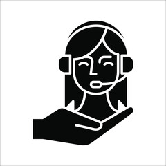 Customer service icon. call center agent. vector illustration on white background. color editable