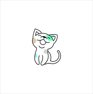 smile cat logo design vector template