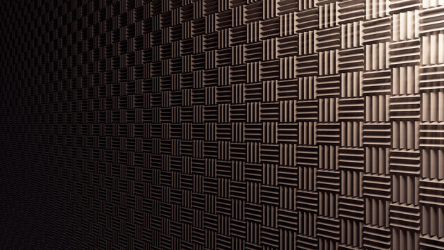 Background Acoustic Soundproof Foam Illuminated By Warm Light. 3d Rendering