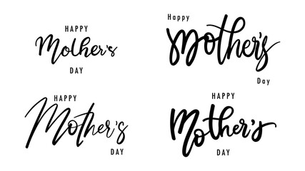 Collections set one Happy Mother's Day hand-drawn calligraphy set, isolated on white background, Vector illustration EPS 10
