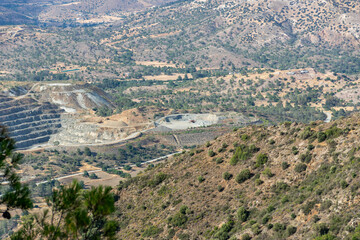 Fototapeta na wymiar Not far from the city of Limassol, in the quarry, there will be work on the extraction of minerals.