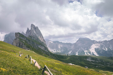 Fototapeta na wymiar The unique cliff of Seceda - The Dolomites - South Tyrol
