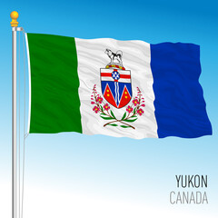 Yukon territorial and regional flag, Canada, north american country, vector illustration 