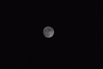 Picture of full white Moon isolated on black. Selective focus, Selective Focus On Subject, Background Blur